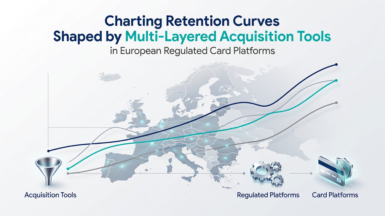 Diagramm zeigt Retentionskurven auf regulierten europäischen Kartenplattformen mit Akquise-Tools