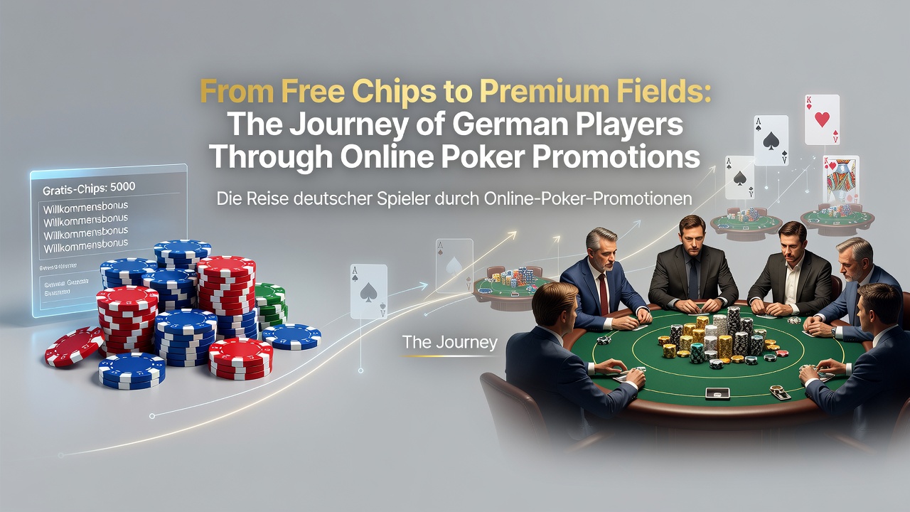 Deutsche Online-Poker-Spieler starten mit kostenlosen Chips und bewegen sich schrittweise zu größeren Turnierfeldern