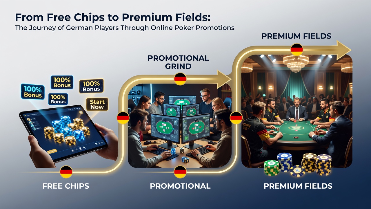 Spieler bewegen sich durch gestaffelte Belohnungen hin zu größeren Online-Poker-Turnierfeldern