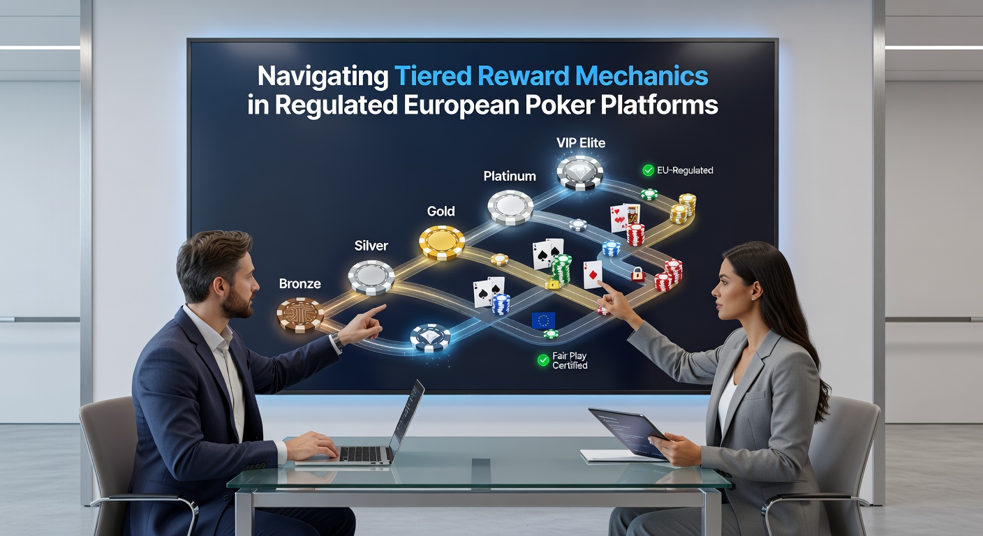 Darstellung gestaffelter Belohnungssysteme auf europäischen Poker-Plattformen mit Fokus auf Loyalitätsstufen und Spielerfortschritt