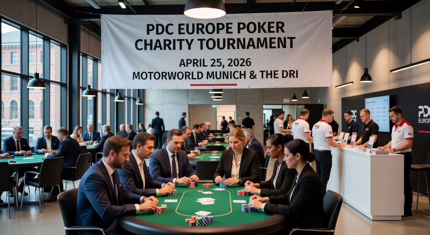Pokerchips und Karten auf einem grünen Filztisch in der Spielbank Berlin, mit Deal-Moment dargestellt durch umgestürzte Chips