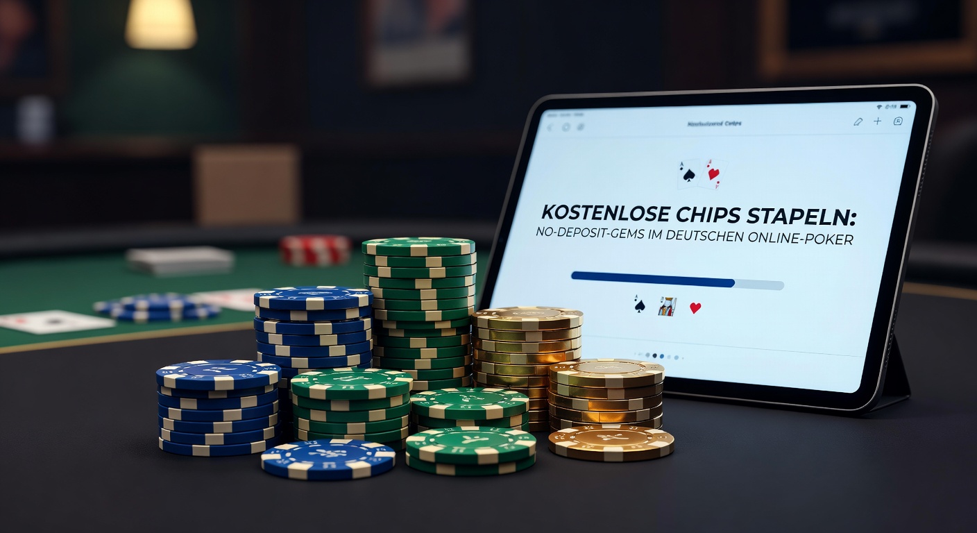 Stapel von Pokerchips auf grünem Filz, symbolisch für No-Deposit-Boni im Online-Poker