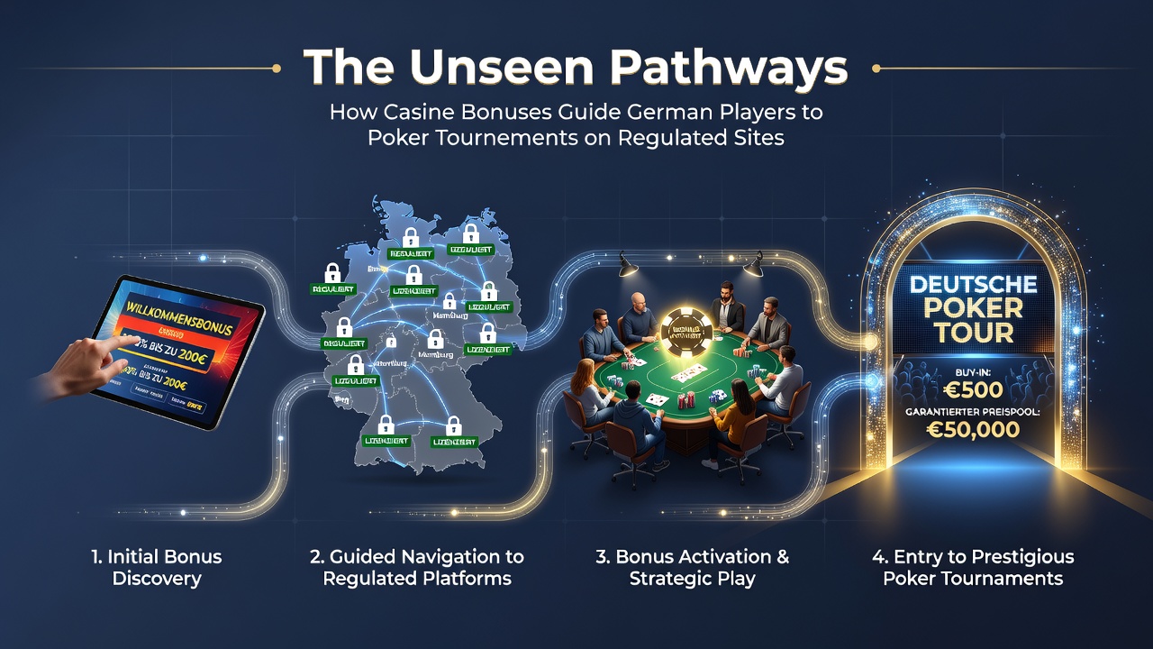 Darstellung von Poker-Turnier-Tischen und Bonus-Strukturen auf lizenzierten Plattformen in Deutschland